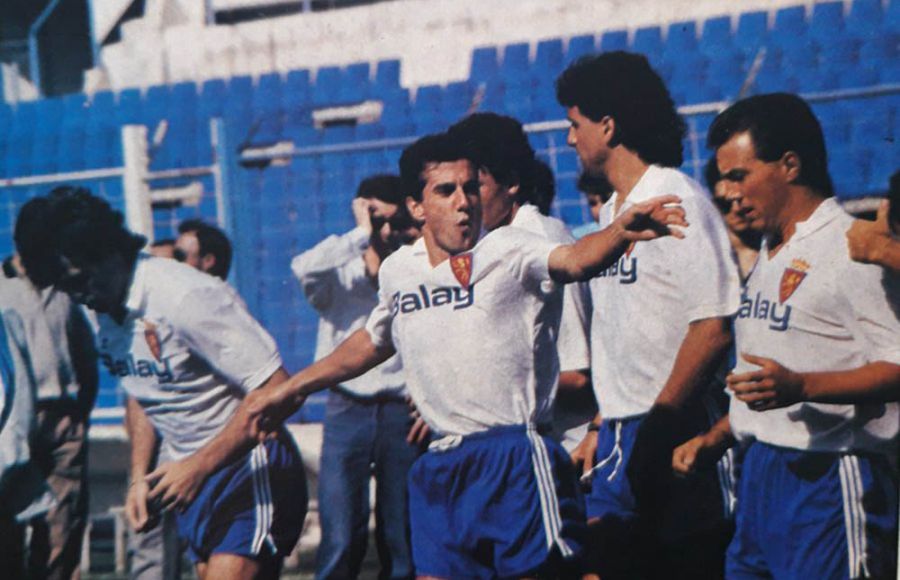 Juan Señor y Pablo Alfaro (con melena) en el Real Zaragoza