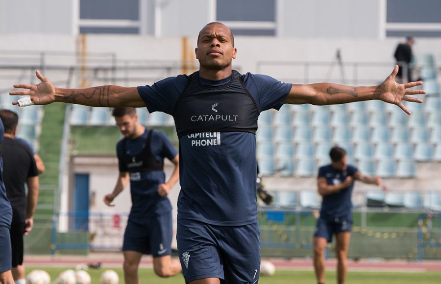 Biabiany, durante un entrenamiento de esta semana. 