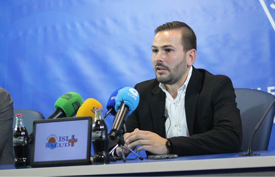 Miguel Chocarro, en la sala de prensa del estadio.